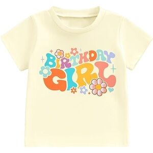 Birthday girl cotton t shirt 70s retro hippie graphic 3t